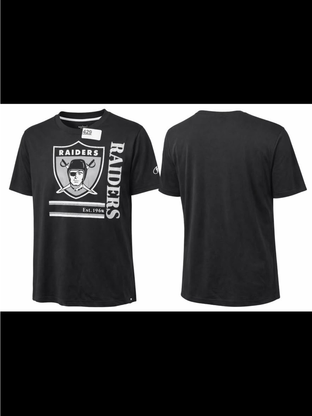 Raiders Black Graphic Crew Neck T-Shirt